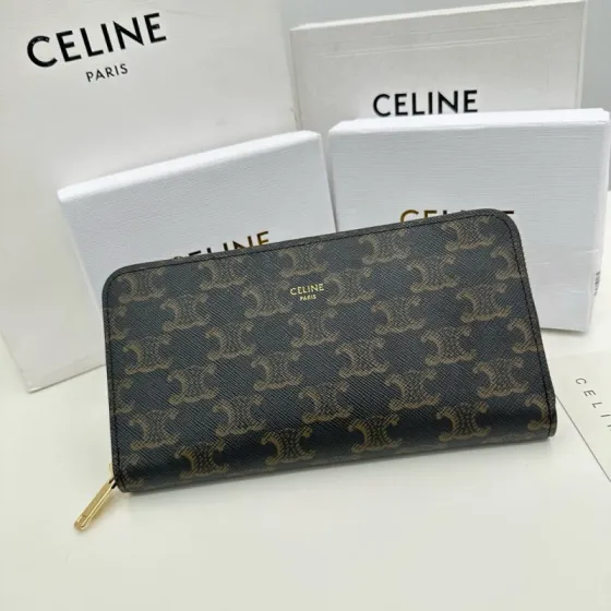 Celine wallet Triomphe Canvas Brown long everyday