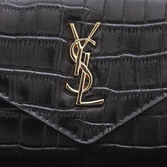 YSL Cassandre Matelassé Compact Tri Fold Portefeuille Noir Portefeuille