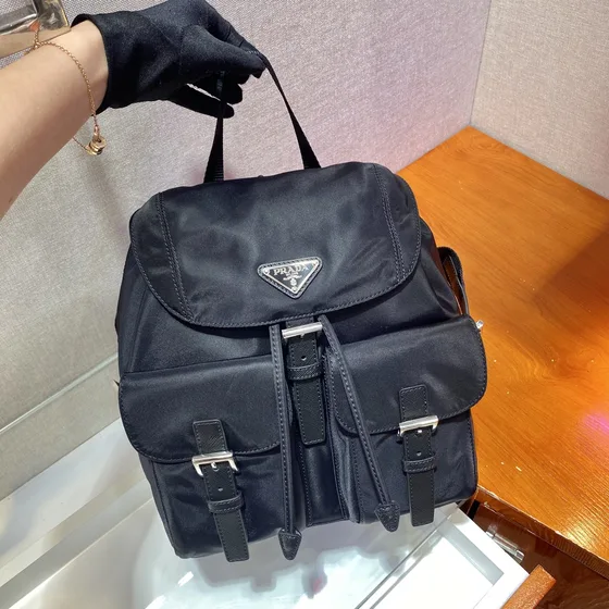 Prada Re-Nylon Medium Backpack Black Backpack