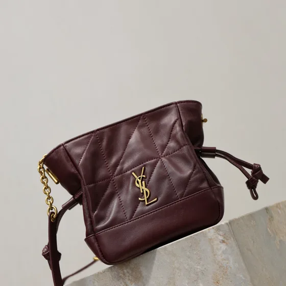 YSL Jamie 4.3 Mini Bolso cubo Borgoña Crossbody