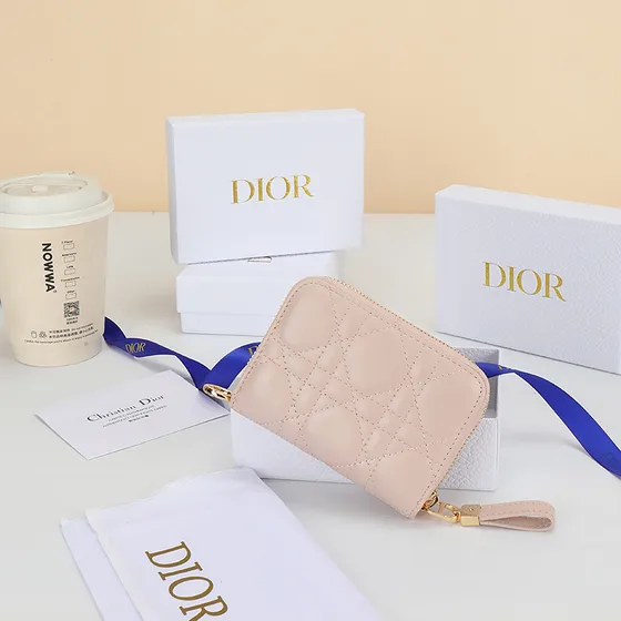 Dior Dior Caro Compact Zipped Кошелёк Powder Бежевый Кошелёк