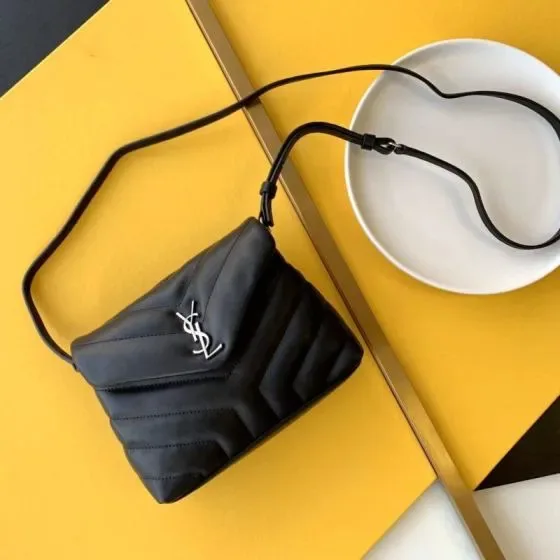 YSL Loulou Toy Quilted Leather Crossbody Bag Black Crossbody