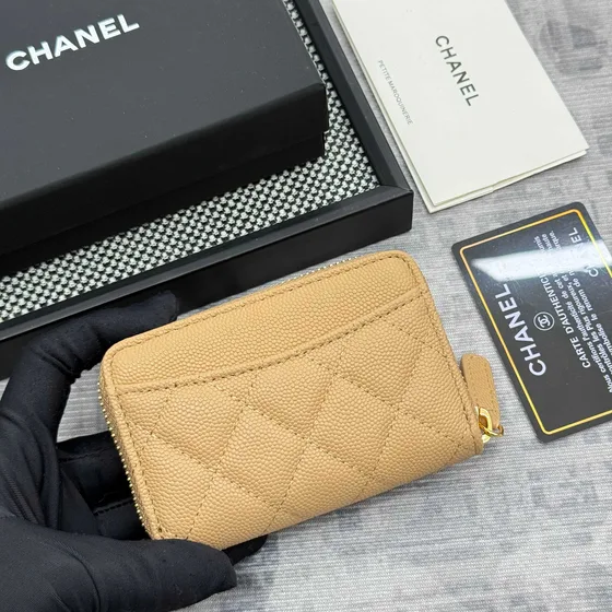 Chanel Classic Zipped Coin Purse Bege Card Holder