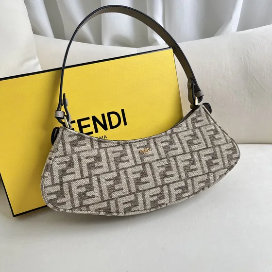 Fendi O'Lock Swing Beige/Coklat Shoulder Bag