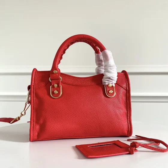 Balenciaga City Metallic Edge Mini Red Top Handle