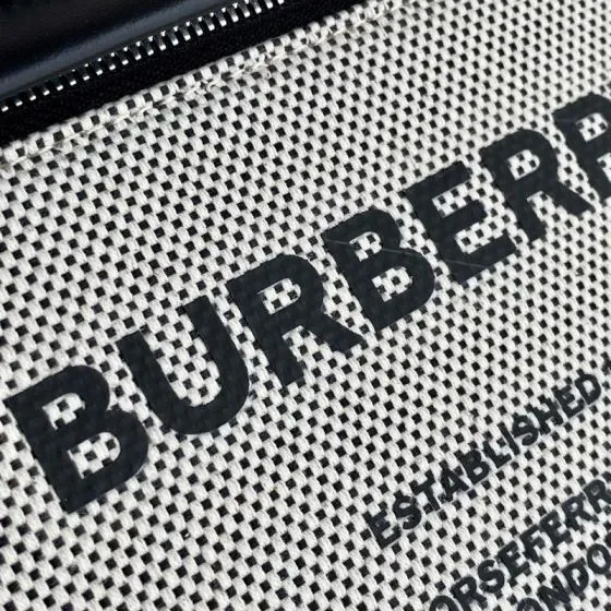 Burberry Beige With Black Print Pouch