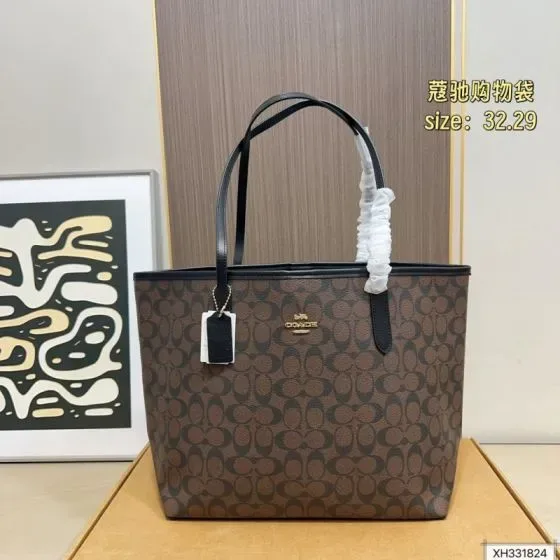 Coach City Tote Bag Brown Black 32cm x 29cm Tote Bag