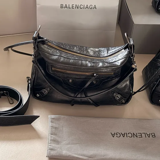 Balenciaga Le Cagole Metallic Dark Gray Hobo