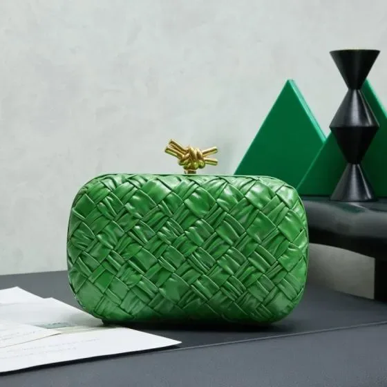 Bottega Veneta Knot Minaudiere Green Clutch