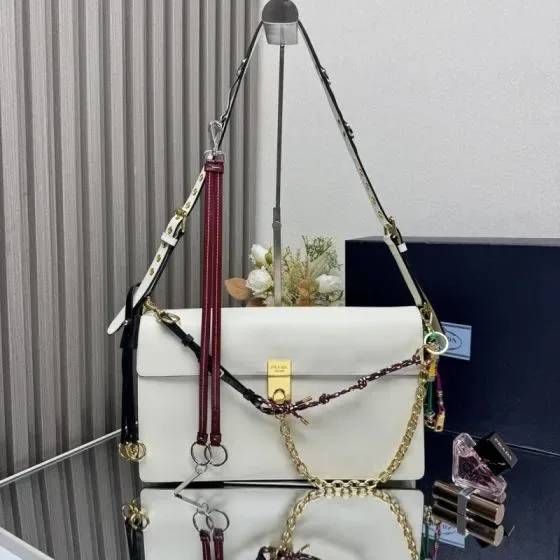 Prada Prada Sound Shoulder Bag With Charms White Shoulder Bag