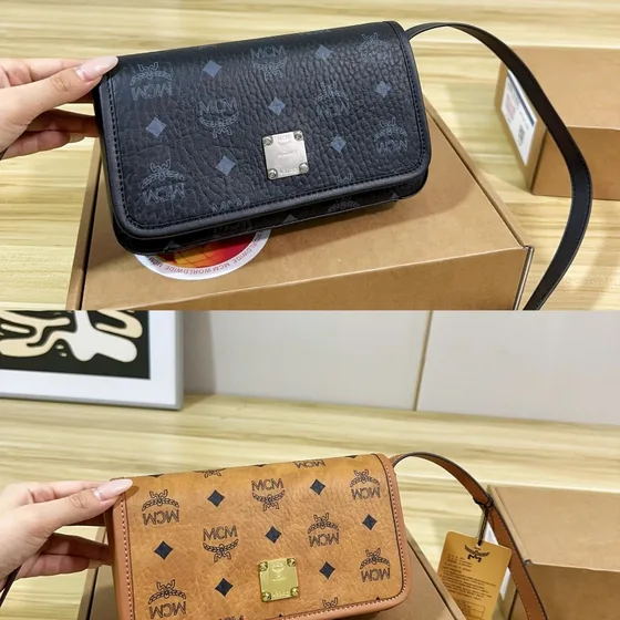 MCM Visetos Bolso cruzado Cognac Marrón 21*12cm Crossbody