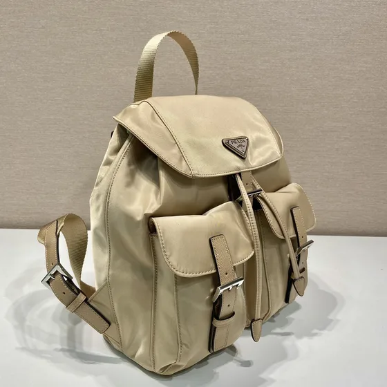 Prada Re-Nailon Medium Mochila Beige Mochila
