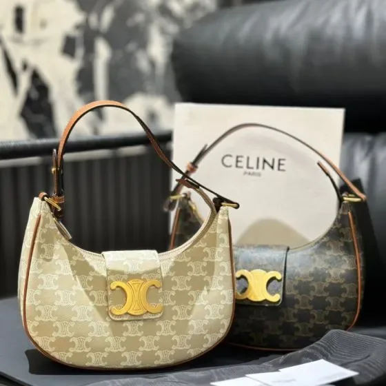 Celine Ava Triomphe Beige Hobo