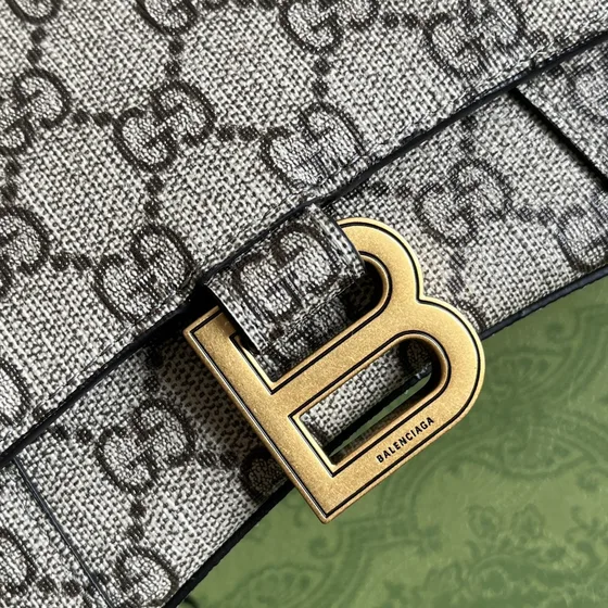 Balenciaga Gg Supreme Portemonnee With Chain Beige/Ebony Woc