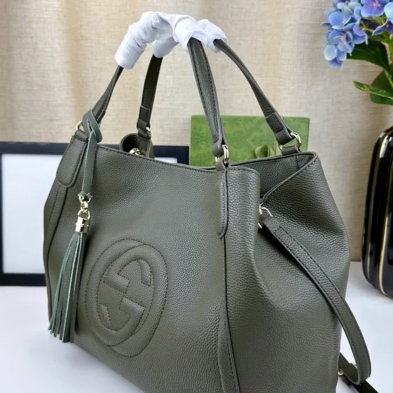 Gucci 282309 Soho Tassel Asa superior Bag Olive Verde 35x29x16 cm Asa superior