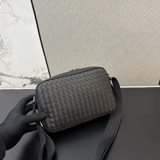 Bottega Veneta Intrecciato Camera Bag Black Crossbody