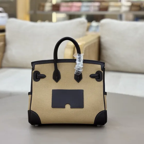 Hermes Birkin 25 Cargo Beige/Dark Brown Top Handle