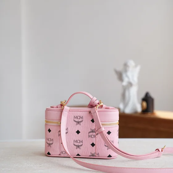 MCM Visetos Rockstar Vanity Case Rosa Crossbody