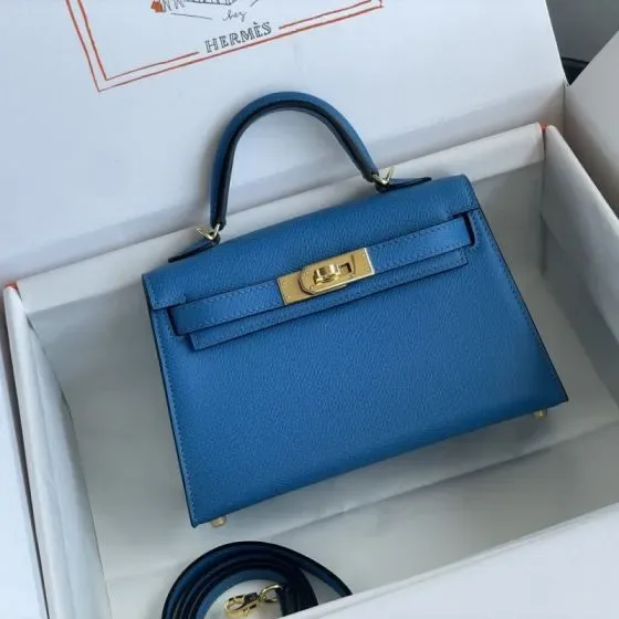 Hermes Mini Kelly Blue Top Handle