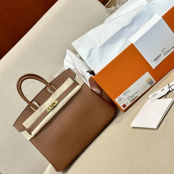Hermes Birkin 25 สีทอง สีน้ำตาล Top Handle