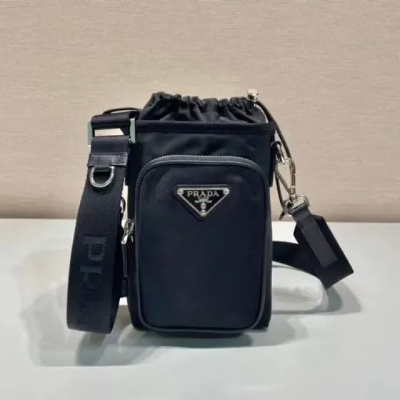 Prada Re-Nylon Drawstring Crossbody Bag Black Crossbody