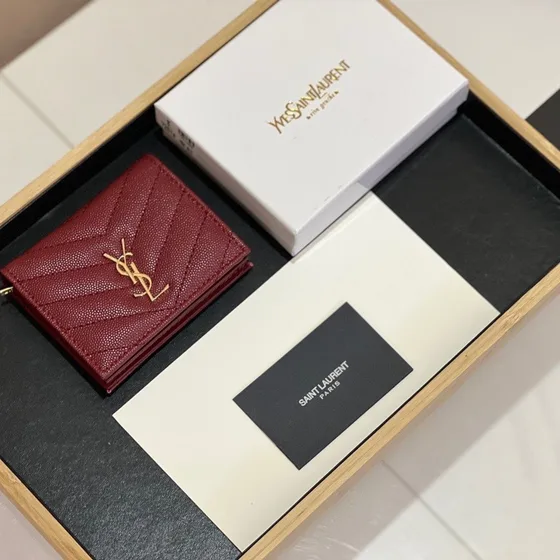 YSL Cassandre Matelassé Compact Wallet نبيتي/أسود Wallet
