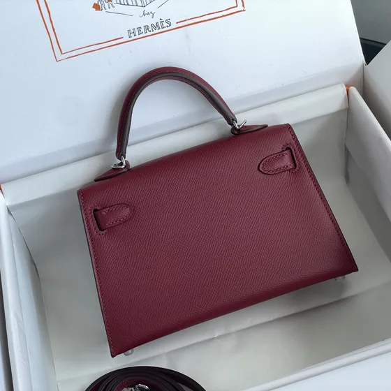 Hermes Mini Kelly Burgundy Top Handle
