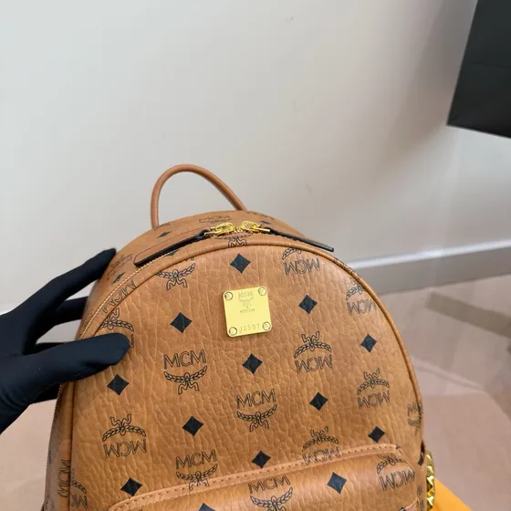 MCM Stark Side Studs Mochila In Visetos Cognac/Marrón Mochila