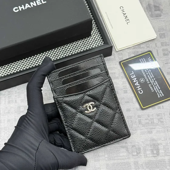 Chanel Quilted Caviar Card Holder Black Card Holder