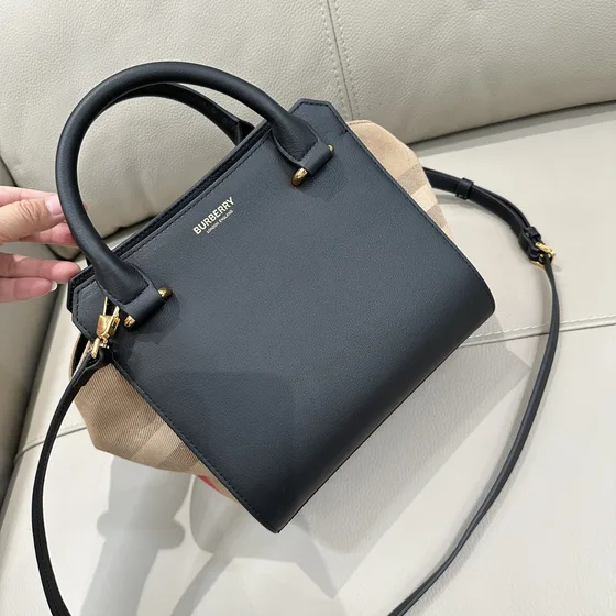Burberry Banner Small Bag Dark Grey Top Handle