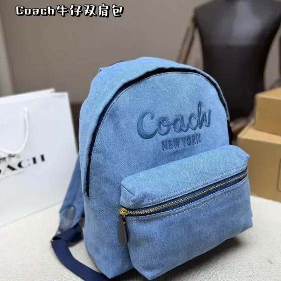 Coach New York Denim Backpack Light Blue Backpack
