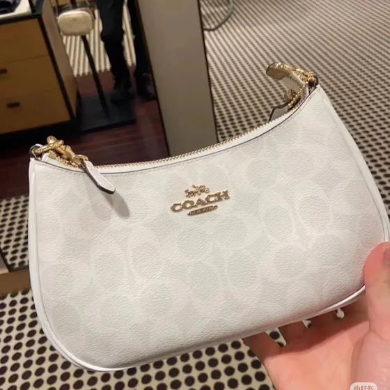 Coach Teri Crossbody In Signature ผ้าใบ Glacier สีขาว Crossbody