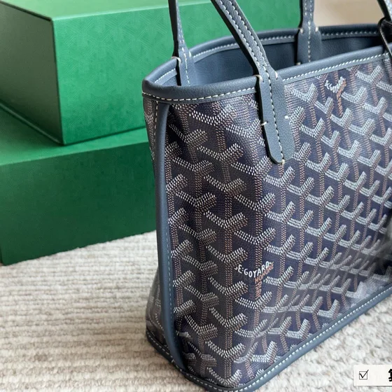 Goyard Anjou Mini Navy Blue Tote Bag