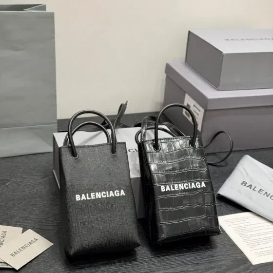 Balenciaga Shopping Tote Mini Phone Bag Black Crossbody