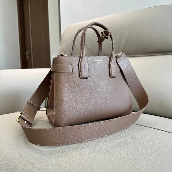 Burberry Banner Tote Taupe Top Handle