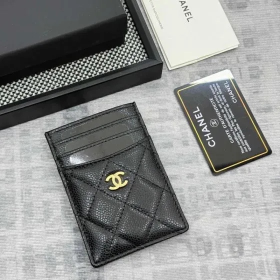 Chanel Quilted Caviar Card Holder Black Card Holder