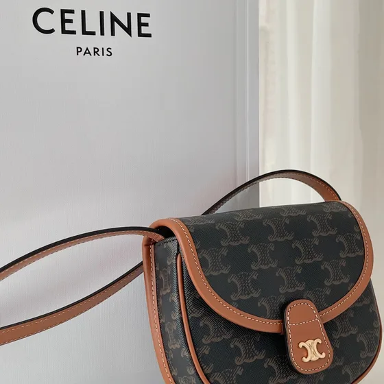 Celine Triomphe Mini Besace Clea Tan Marron Triomphe Toile Crossbody
