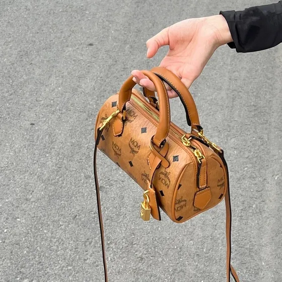 MCM Ella Boston Mini Cognac Top Handle