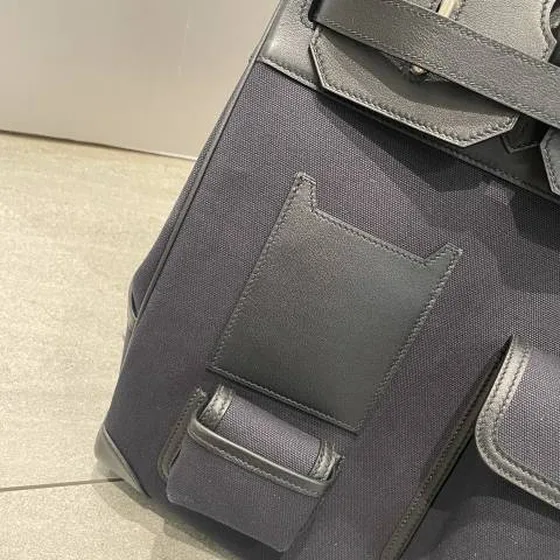 Hermes Haut a Courroies 40 Cargo Чёрный парусина and кожа 40 business