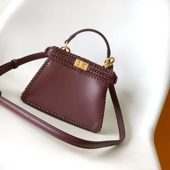 Fendi Peekaboo Mini Burgunder Tophåndtak