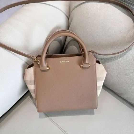 Burberry Banner Tote Oat Beige Top Handle