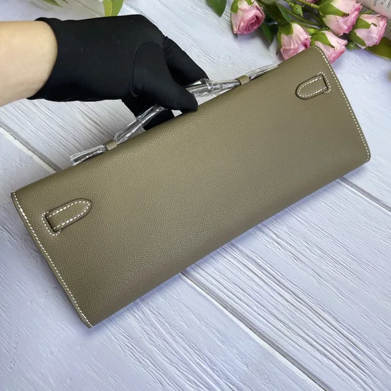Hermes Kelly Cut Etoupe Clutch