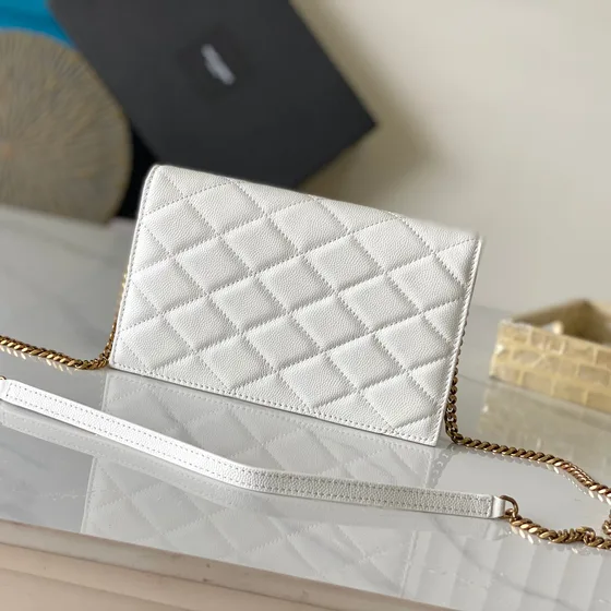 YSL Gaby Envelope Chain Bag Weiß Woc