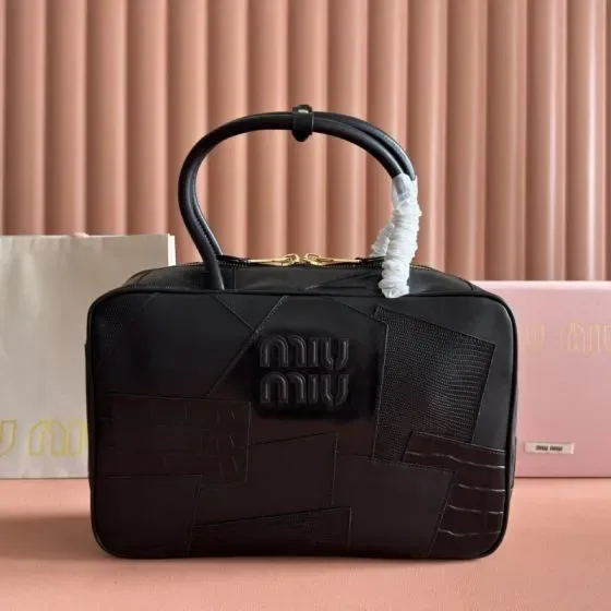 Miu Miu Patchwork جلد Top-Handle Bag أسود Top Handle