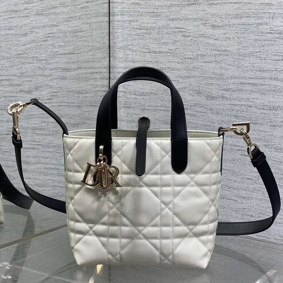 Dior Dior Toujours Vertical Tote Blanco Asa superior