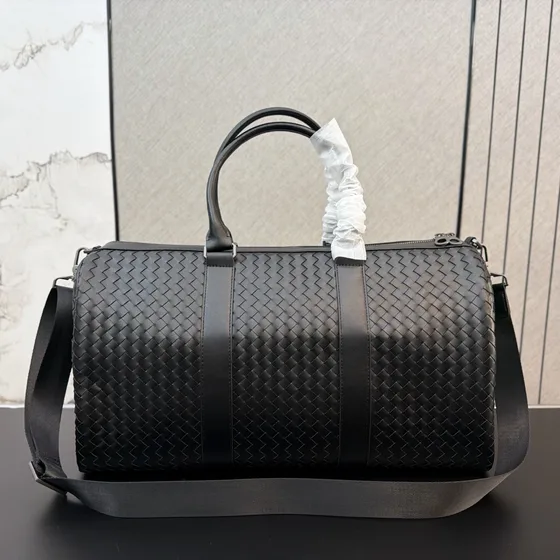Bottega Veneta Intrecciato Medium Duffel Bag Dark Grey Top Handle