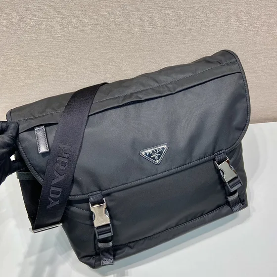 Prada Nylon Messenger Bag Black Crossbody