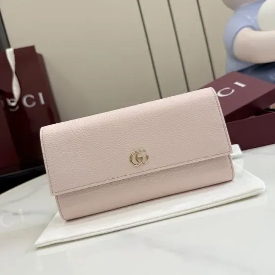 Gucci Gg Marmont Leather Continental Wallet Light Pink Wallet