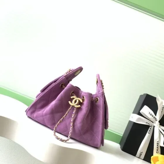 Chanel Hobo Drawstring Bag Purple Hobo