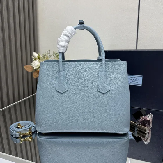 Prada Galleria Saffiano Leather Tote Light Blue Tote Bag